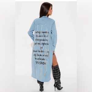 Fashion Nova Be Inspired Trench- Light Denim Wash